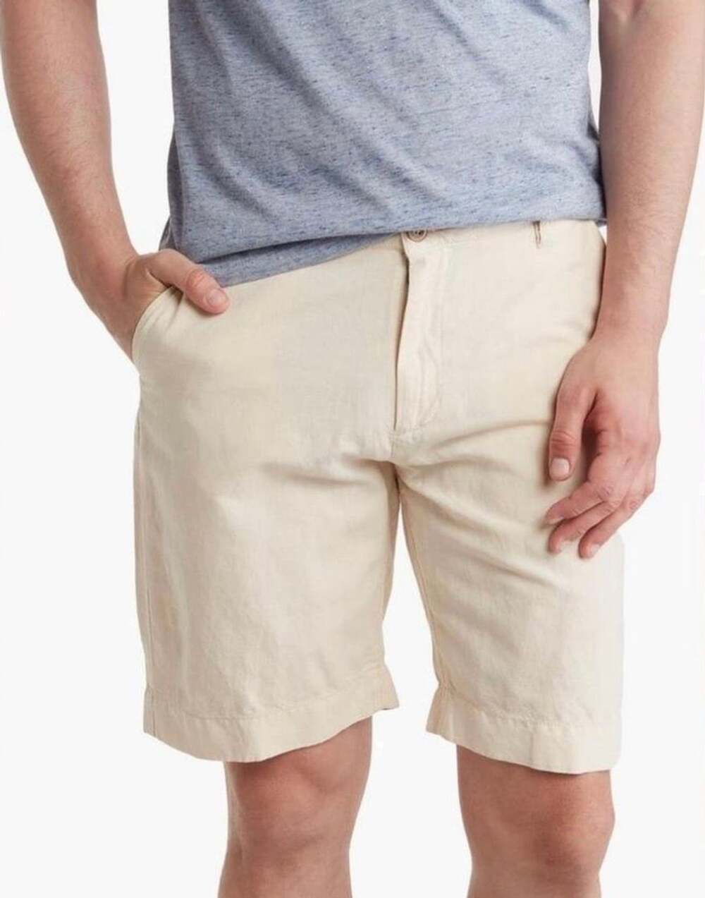 Faherty Men's Malibu Linen & Cotton Chino Shorts Cream Size 34